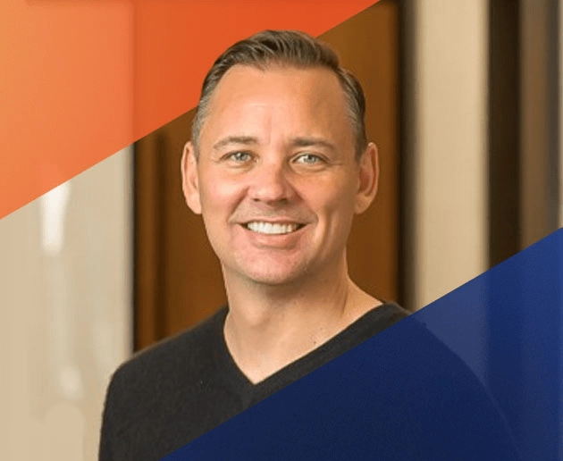Glen Smith headshot with EOS orange and blue overlay branding