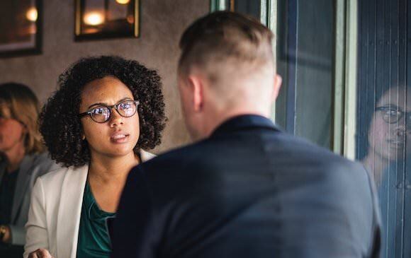 Two people having a conversation