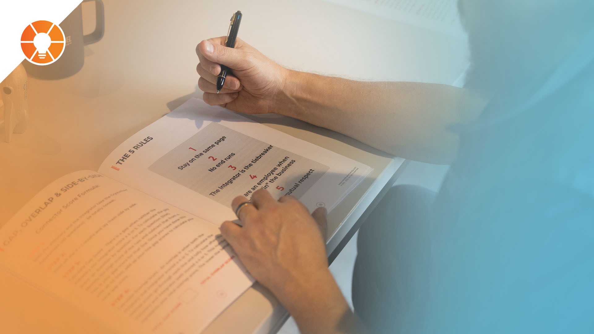 An entrepreneur reviews a part of the EOS framework