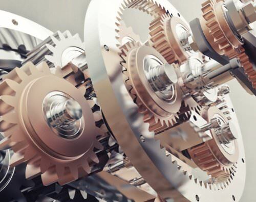 close-up of gear mechanisms