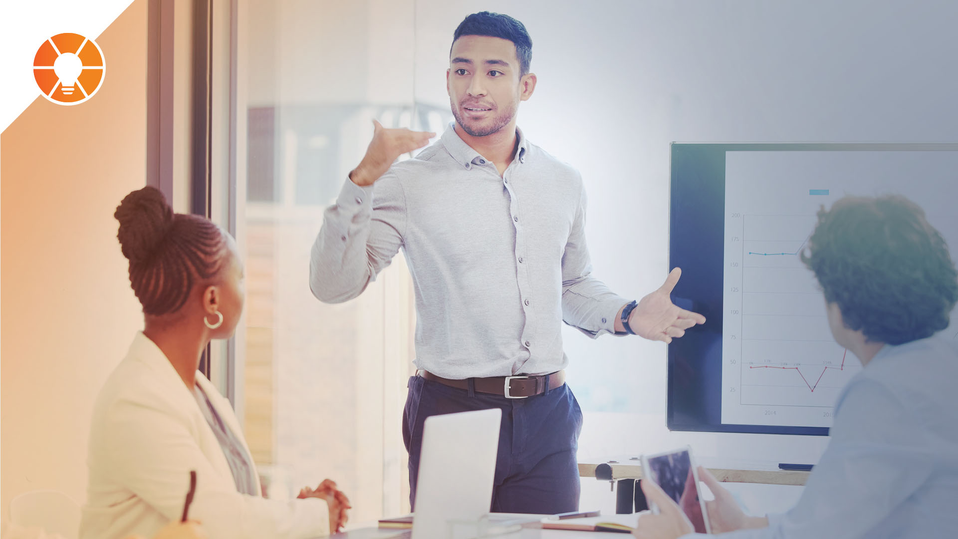 Person leading a meeting