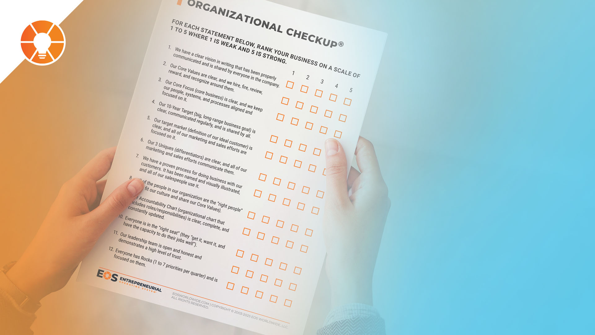 An entrepreneur reviews the EOS Organizational Checkup