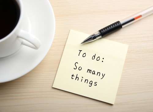 "To do: So many things" on sticky note