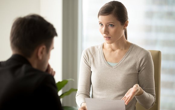 two people having a serious conversation