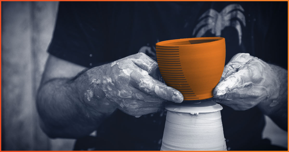 Potter at pottery wheel