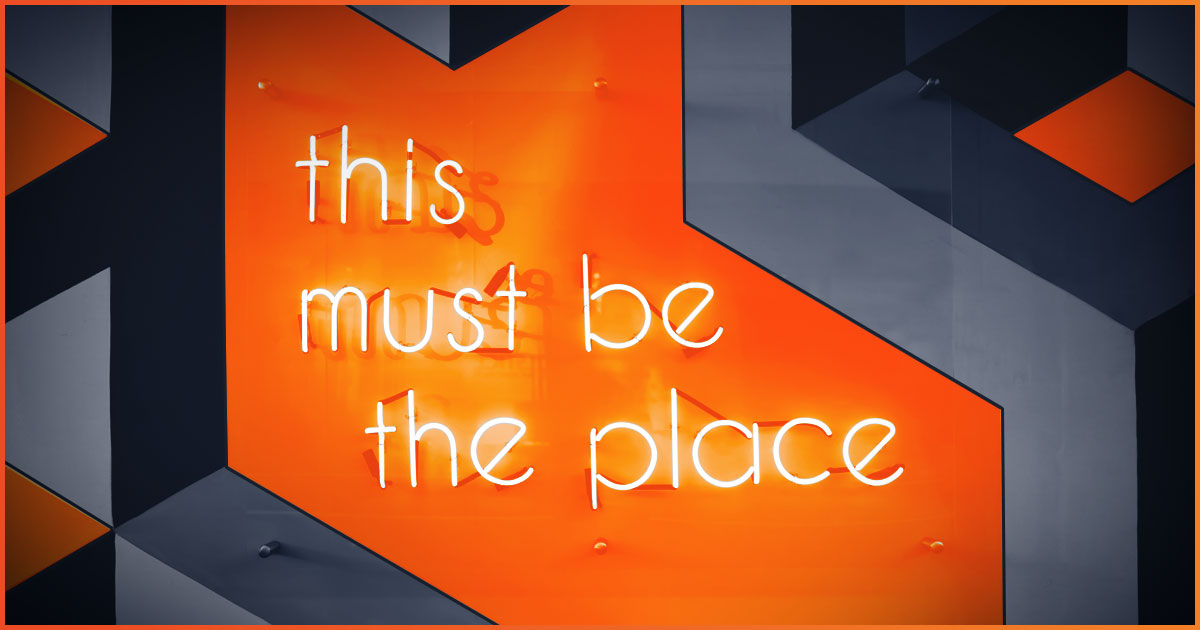 "This must be the place" illuminated sign
