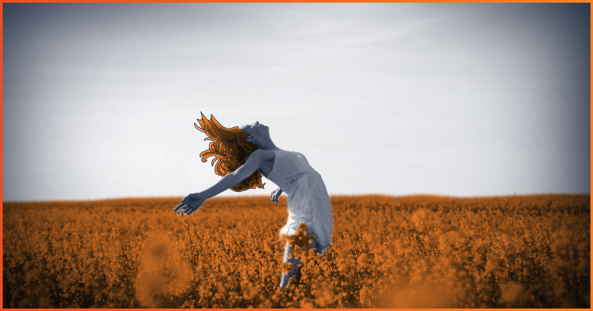 Woman in field of flowers