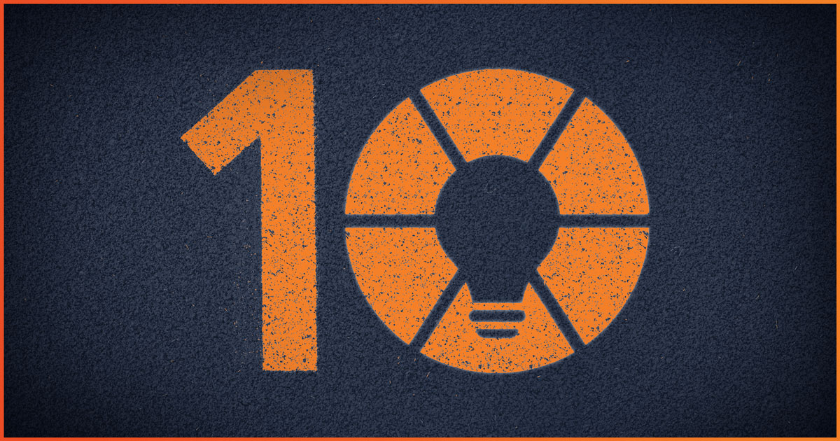 "10" in orange chalk