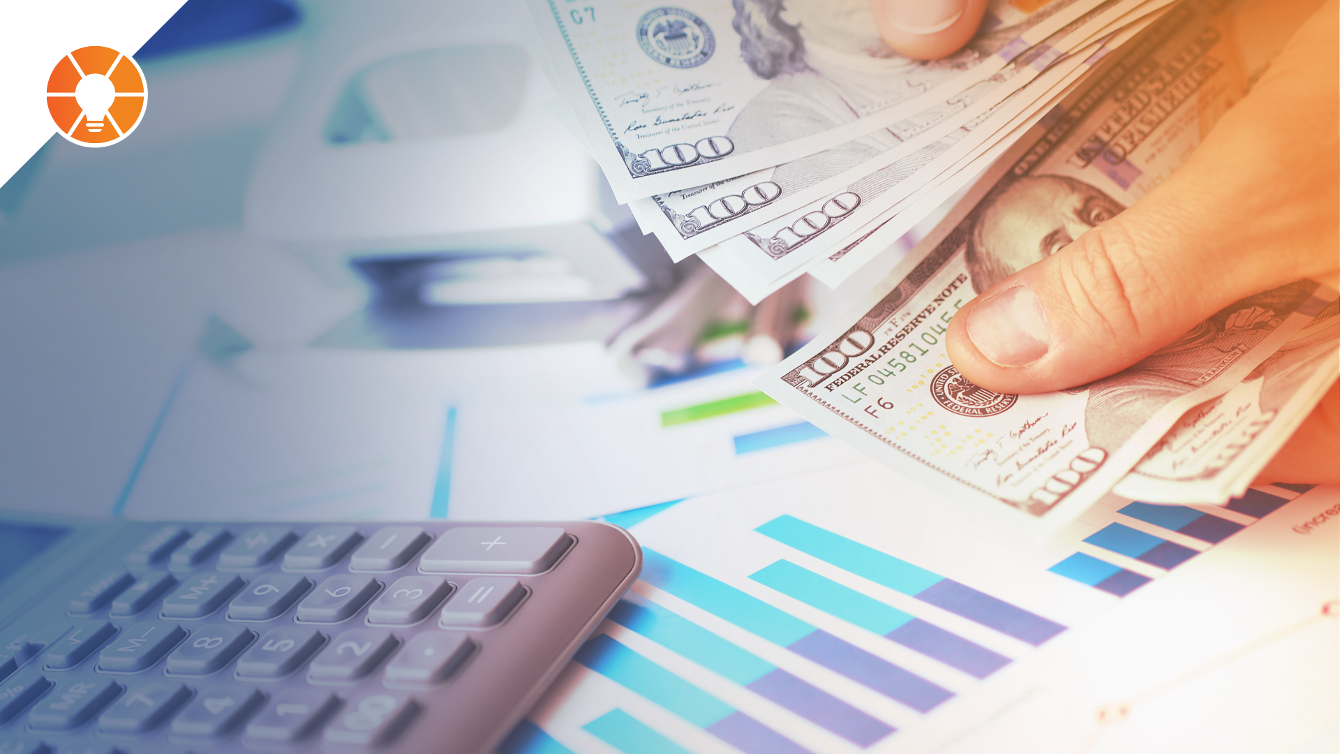 Business leader counting cash and reviewing finances
