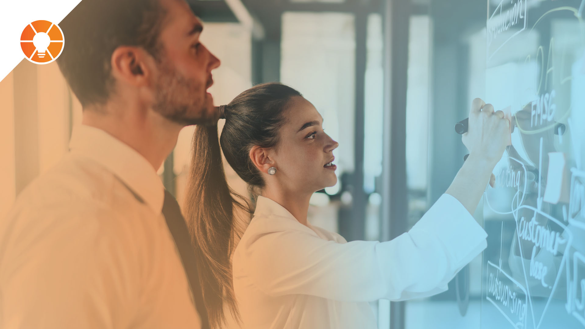 Two EOS leaders map a process on a whiteboard