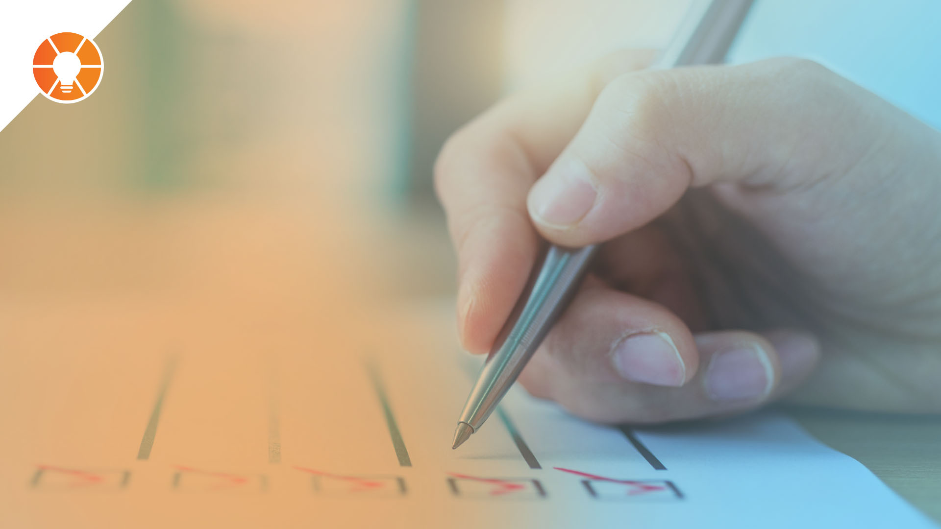 Person checking off items on a list with a pen