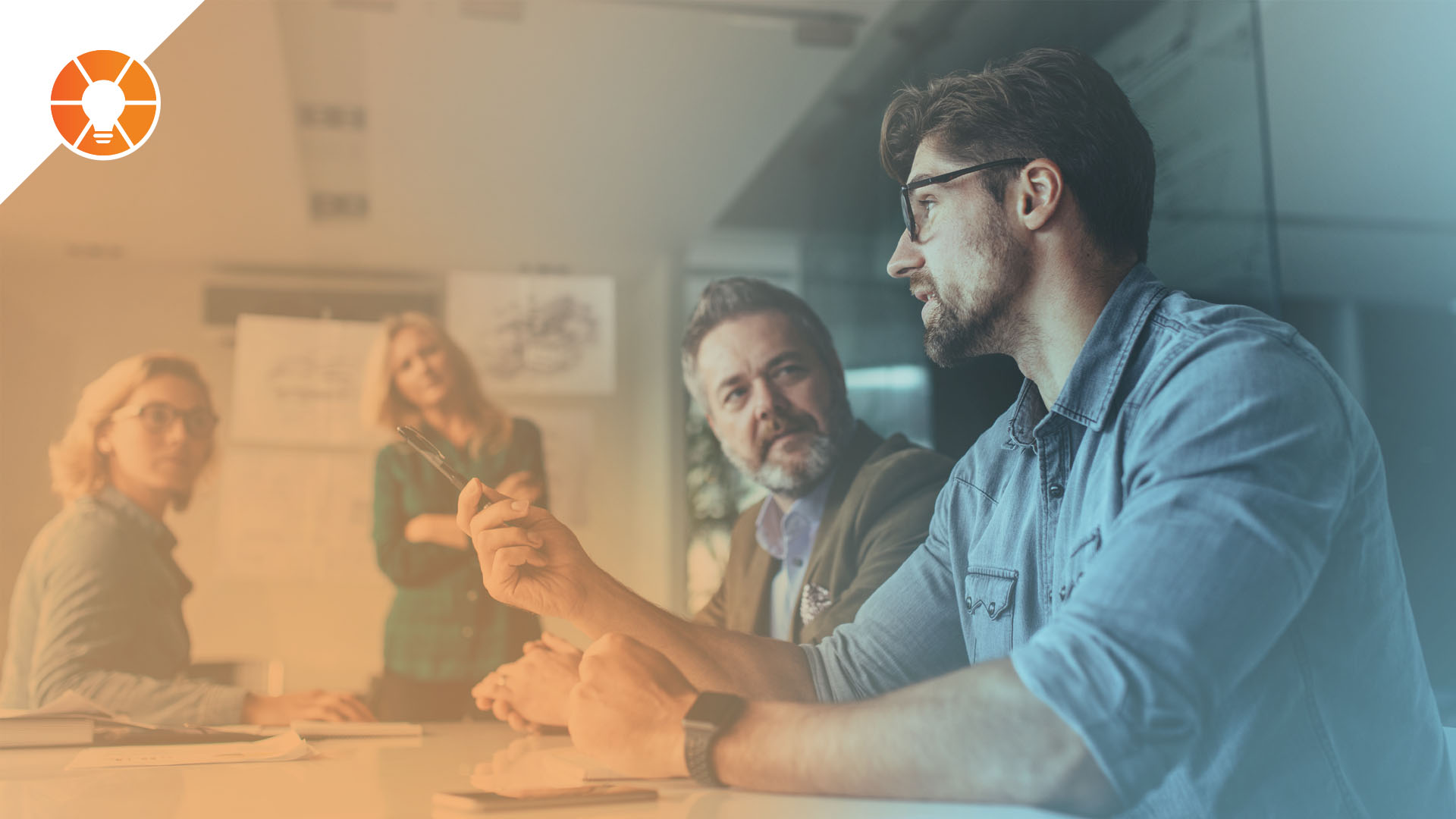 Entrepreneur discussing an issue with their team.