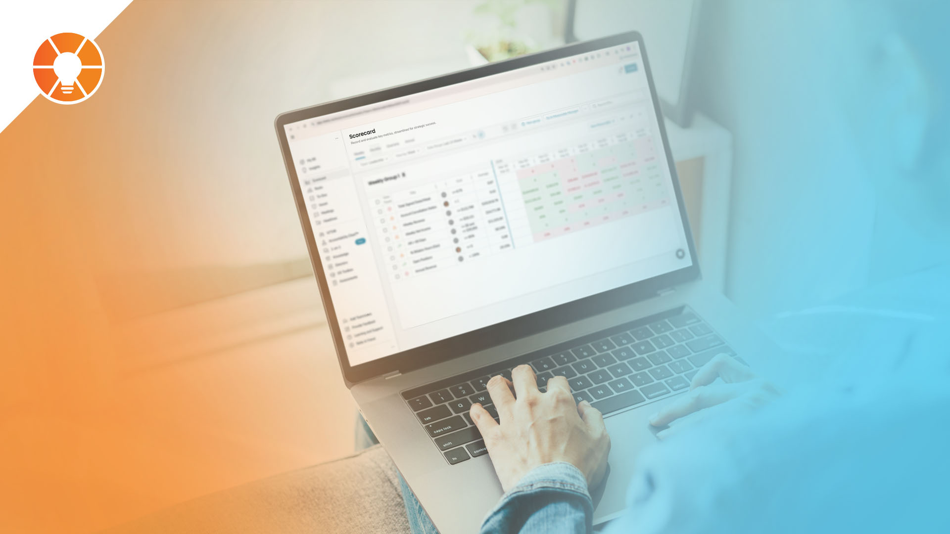 An entrepreneur reviews their EOS Scorecard